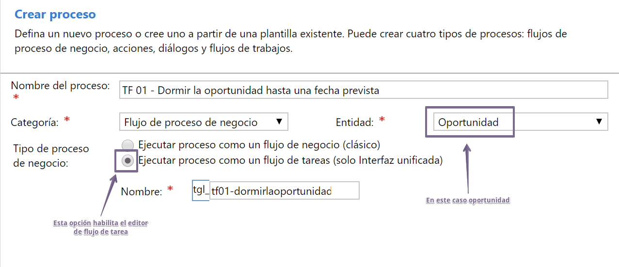 Creación flujos de tareas